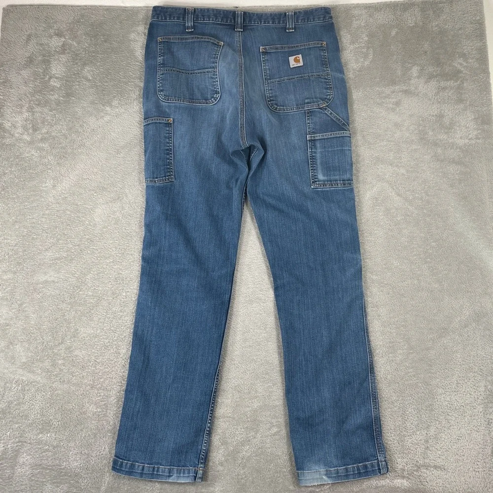 Carhartt Carpenter Jeans Mens 36x33 Blue Rugged Flex Relaxed Fit Workwear Denim